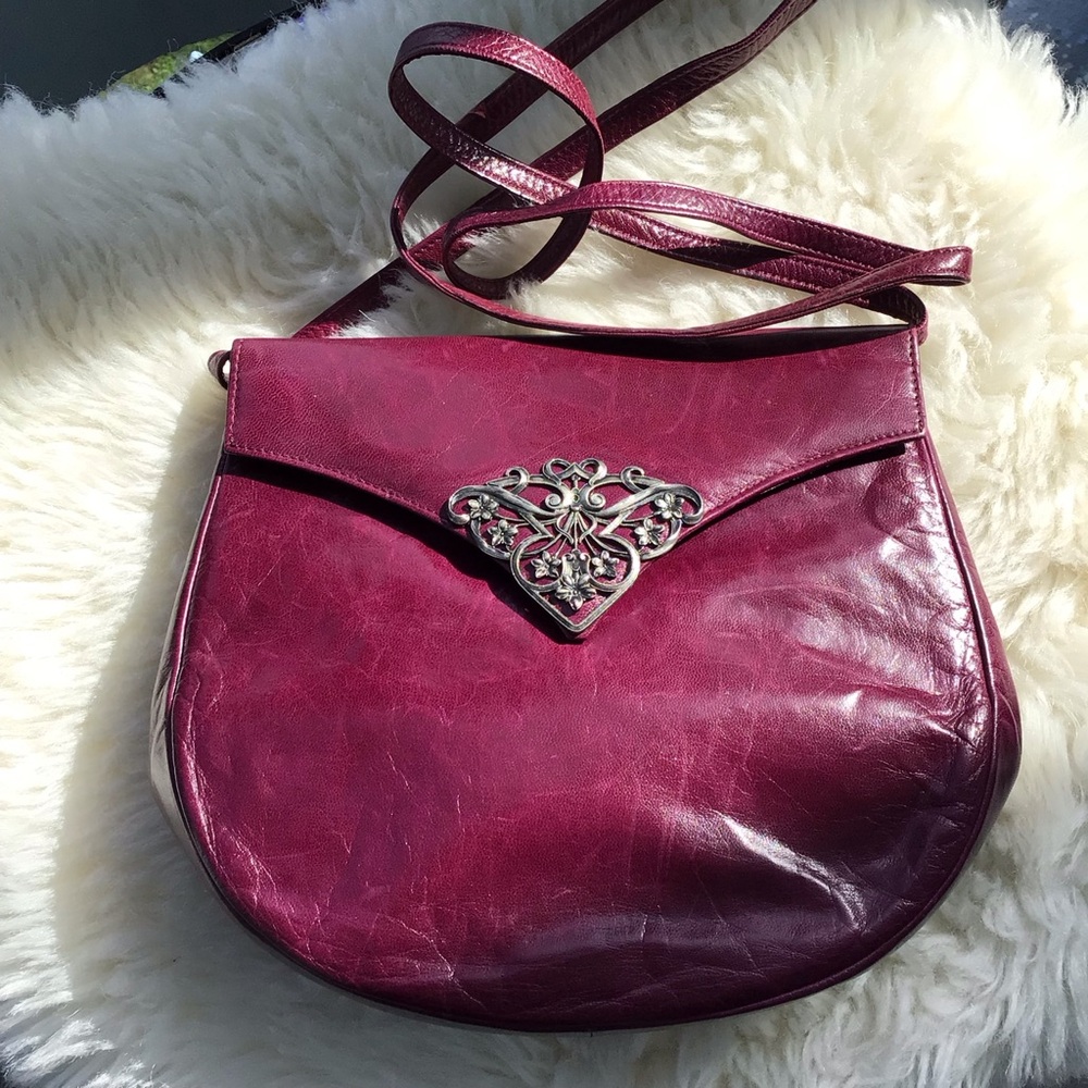 Charles Jourdan Paris Women's Magenta Leather Crossbody with Decorative Closure
